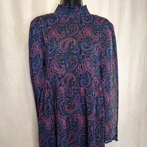 NWOT Medium Bohemian skater dress black with purple paisley pattern